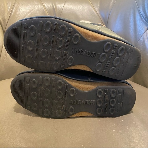 The Original Moon Boot Monaco Felt Warm Winter Snow Boots Navy Blue Women Size 6 - Picture 9 of 12